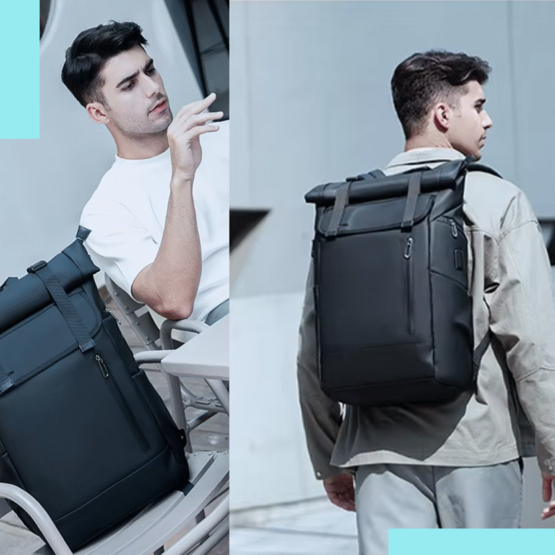 NxtOasis Roll-Top Backpack,The Perfect Travel Companion,Expandable Laptop Backpack, 20L to 30L Capacity, USB Port, 43.2 cm (17 inch) Compatible, Black - Image 6