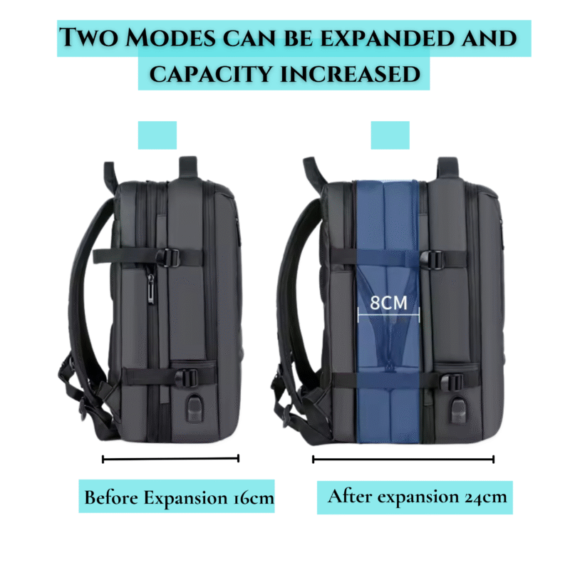 NxtOasis-Premium Backpack, Laptop Compartment, Large Capacity, Adjustable Strap, Black - Image 3
