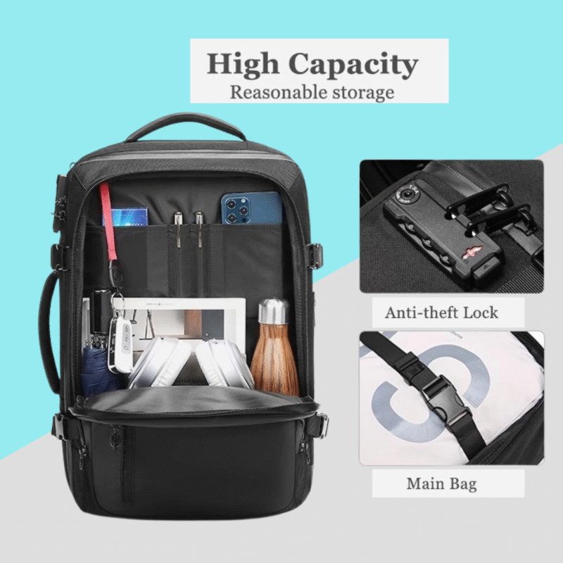 Black X-Large Travel Backpacks, NxtOasis Business Smart Professional Lightweight Backpack Extra Large 40L Flight Approved Water Resistant Durable 17" Laptop Backpacks  - Image 2