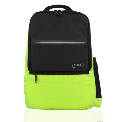 TERESA Unisex Backpack, Black and Neon Green, for Laptop, College, School, Travel
